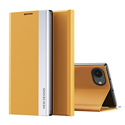 F�r Apple iPhone 16e Electroplated Flip Kunstleder Schutz H�lle Orange