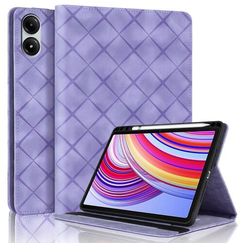 F�r Xiaomi Redmi Pad Pro 12.1 Rhombus Muster Kunstleder Tasche Lila