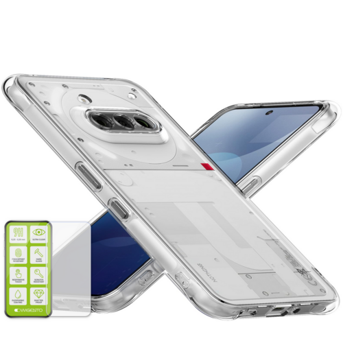 F�r Nothing Phone 3a Silikon TPU H�lle Transparent + H9 Hart Glas