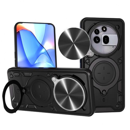 F�r Nothing Phone 3a Pro Textur Sliding Kamera TPU H�lle Ring Schwarz