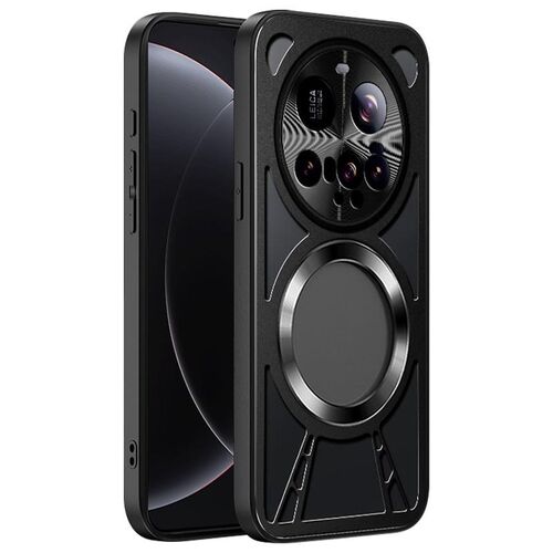 F�r Xiaomi 15 Ultra Design Metall Silikon MagSafe K�hl H�lle Schwarz