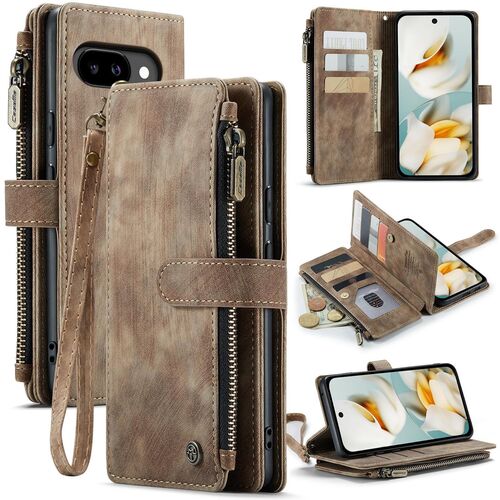 F�r Google Pixel 9a Kunstleder Multifunktion C30 Wallet Tasche Braun