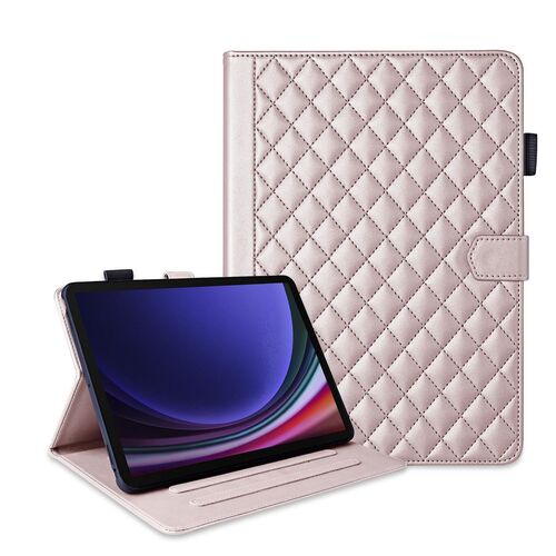 F�r Samsung Galaxy Tab S10 FE Plus Design Kunstleder H�lle Rose Gold