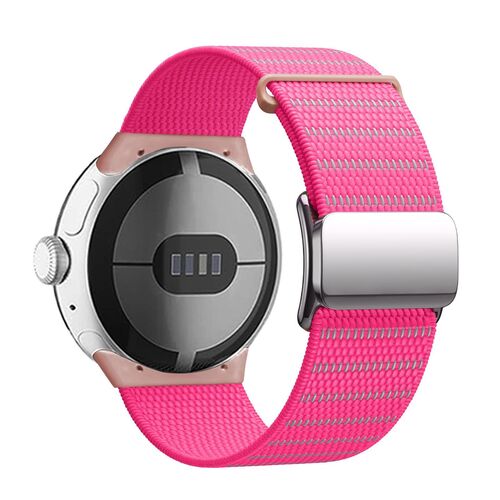F�r Google Pixel Watch 3 45mm Magnetverschluss Nylon Armband Rosa