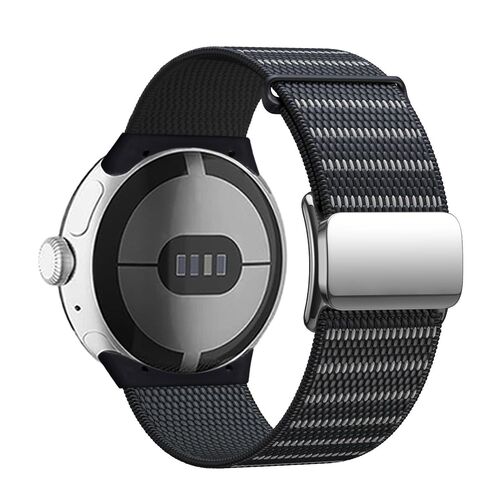 F�r Google Pixel Watch 3 41mm Magnetverschluss Nylon Armband Schwarz