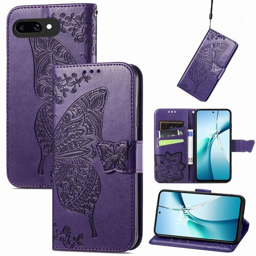 F�r Google Pixel 9a Kunstleder Schmetterling Handy Tasche H�lle Lila