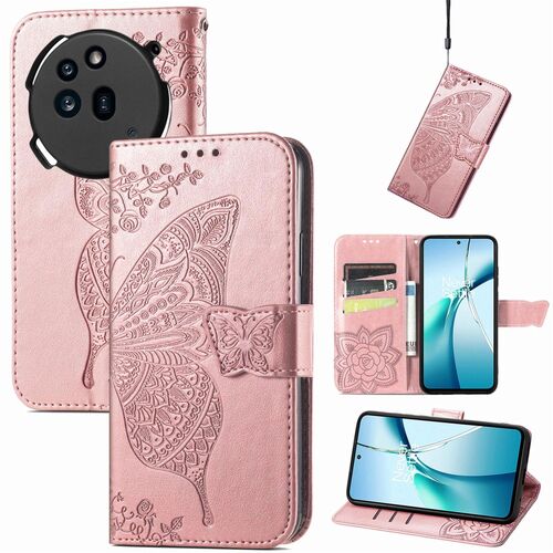 F�r Nothing Phone 3a Pro Kunstleder Schmetterling Tasche H�lle Rosa
