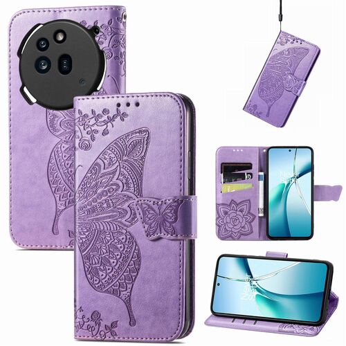 F�r Nothing Phone 3a Pro Kunstleder Schmetterling Tasche H�lle H-Lila