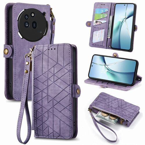 F�r Nothing Phone 3a Pro Kunstleder Design Zipper H�lle Tasche Lila