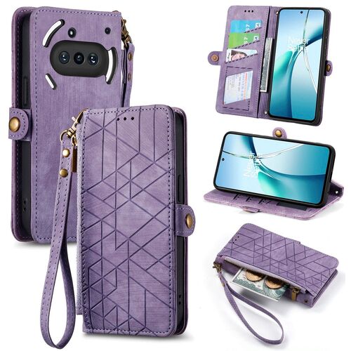 F�r Nothing Phone 3a Kunstleder Design Zipper Book H�lle Tasche Lila