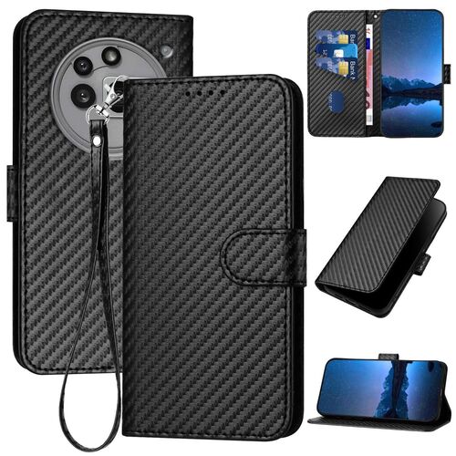 F�r Nothing Phone 3a Pro Carbon Fiber Kunstleder Tasche H�lle Schwarz