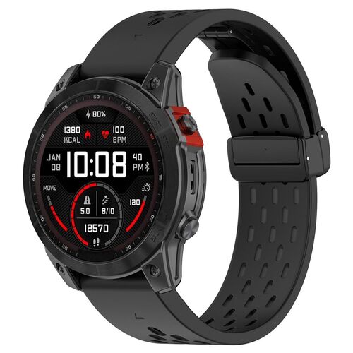 F�r Garmin QuickFit 22mm Magnetverschluss Silikon Armband Schwarz