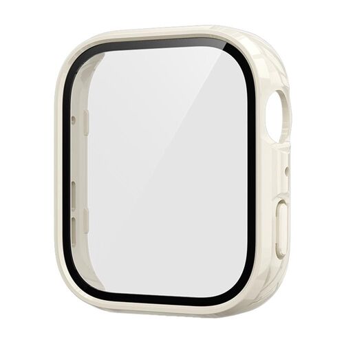 F�r Huawei Watch Fit 4 Kunststoff Watch PC H�lle + 9H Hart Glas Beige