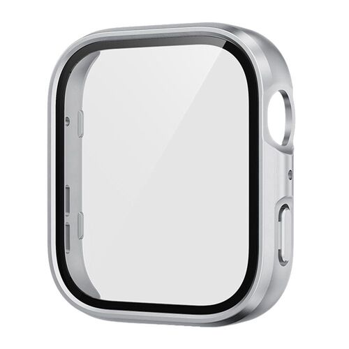 F�r Huawei Watch Fit 4 Kunststoff Watch PC H�lle + 9H Hart Glas Silber