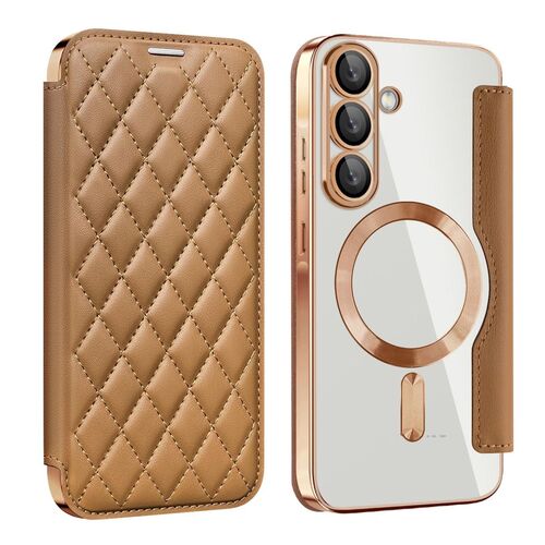 F�r Samsung Galaxy A56 5G Magsafe RFID Kunstleder Schutz H�lle Braun