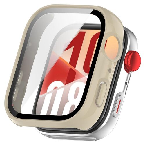 F�r Huawei Watch Fit 4 Kunststoff Watch PC H�lle + 9H Hart Glas Beige