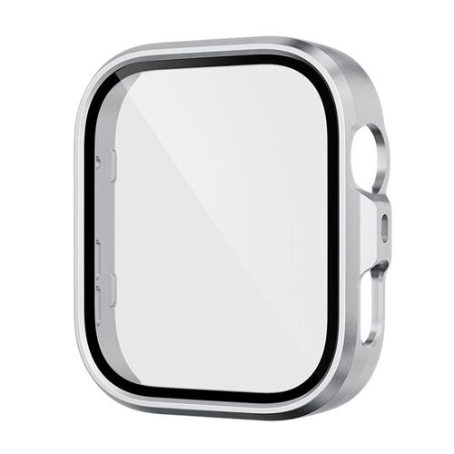 F�r Huawei Watch Fit 4 Pro Kunststoff PC H�lle + 9H Hart Glas Silber