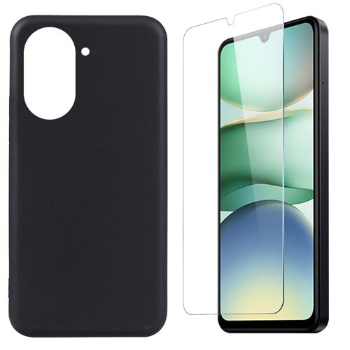 Fr Xiaomi Redmi A5 4G Silikon TPU Schutz Hlle Schwarz + 9H Hart Glas