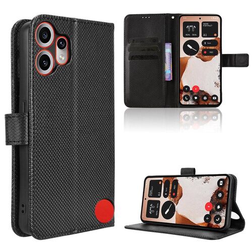 F�r Nothing CMF Phone 2 Pro Book Wallet Kunstleder H�lle Schwarz