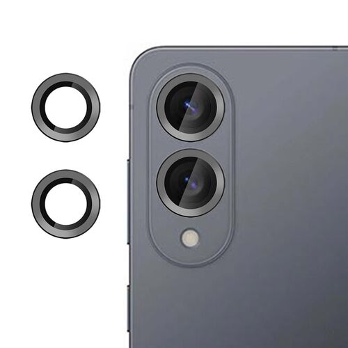 F�r Samsung Galaxy S25 Edge 5G Aluminium Ring + 9H Hart Glas Schwarz