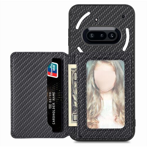 F�r Nothing Phone 3a Carbon Design Magnetisch Kartenfach H�lle Schwarz