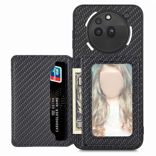 F�r Nothing Phone 3a Pro Carbon Magnetisch Kartenfach H�lle Schwarz