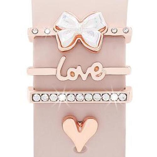 Smartwatch Deko-Ringe Herz Ros�gold Metall 4er Set 22mm Zubeh�r