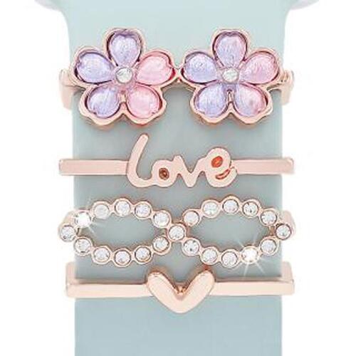 Smartwatch Deko-Ringe Blume Ros�gold Metall 4er Set 22mm Zubeh�r