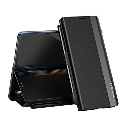 F�r Samsung Galaxy Z Fold7 5G Electroplated Kunstleder H�lle Schwarz