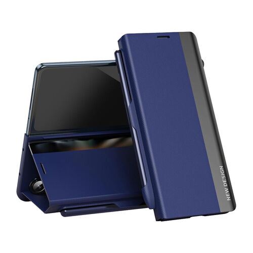 F�r Samsung Galaxy Z Fold7 5G Electroplated Kunstleder H�lle D- Blau