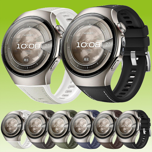 F�r Huawei Watch 5 42mm / 46mm Premium Leder Hybrid Silikon Armband