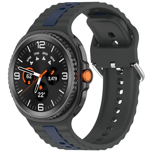 F�r Samsung Galaxy Watch 8 / 8 Two Color Silikon Armband Grau / Blau