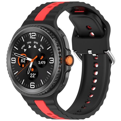 F�r Samsung Galaxy Watch 8 / 8 Two Color Silikon Band Schwarz / Rot