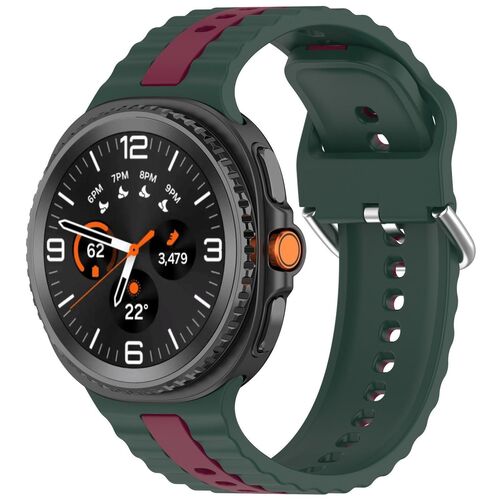 F�r Samsung Galaxy Watch 8 / 8 Two Color Silikon Band Dunkelgr�n / Rot