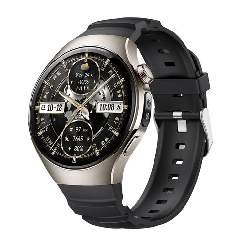F�r Huawei Watch 5 46mm Silikon Metallschlie�e Smart Arm Band Schwarz