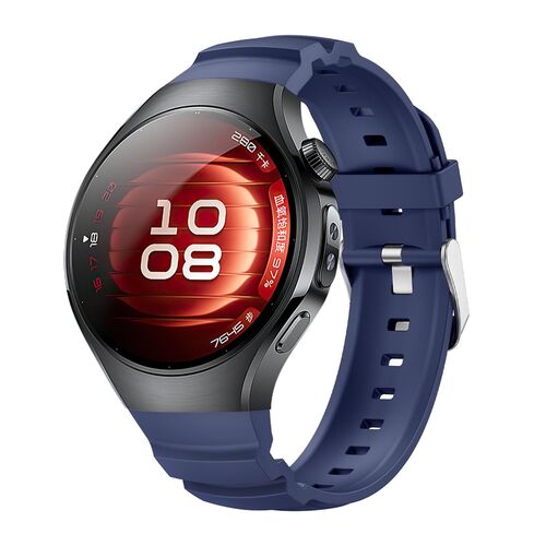 Fr Huawei Watch 5 42mm Silikon Metallschliee Arm Band Dunkelblau