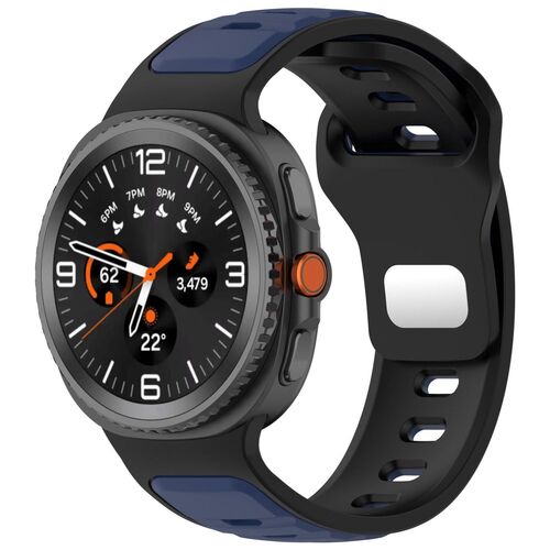 F�r Samsung Galaxy Watch 8 / 8 Classic Silikon Armband Schwarz / Blau