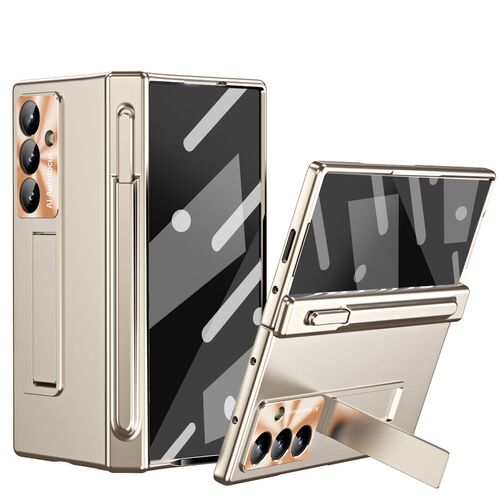 F�r Samsung Galaxy Z Fold7 5G H�lle Stand Stifthalter u. Stift Gold