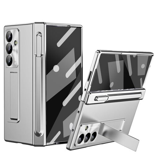 F�r Samsung Galaxy Z Fold7 5G H�lle Stand Stifthalter u. Stift Silber