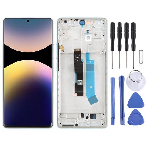 F�r Xiaomi Redmi Note 14 Pro 4G AMOLED LCD Display mit Rahmen Ersatzteil Blau