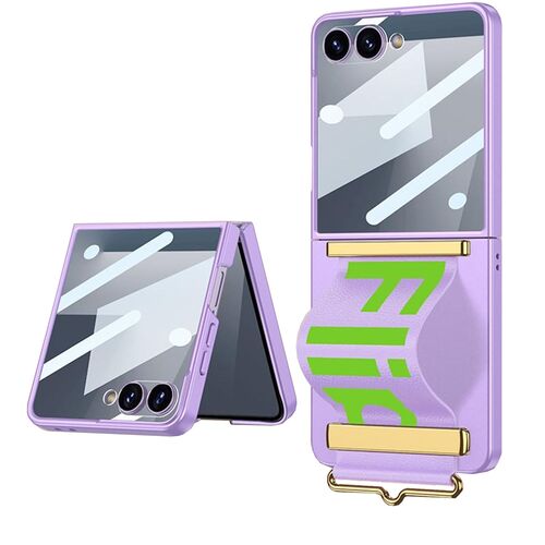 F�r Samsung Galaxy Z Flip7 GKK Displayschutz mit Trage Band H�lle Lila