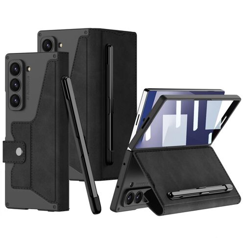 F�r Samsung Galaxy Z Fold7 5G GKK Flip Leder H�lle Stifthalter Schwarz