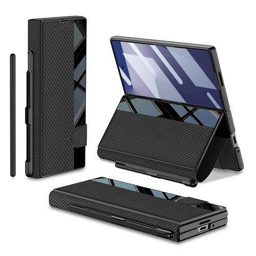 F�r Samsung Galaxy Z Fold7 Integrierte Flip H�lle Stifthalter Carbon