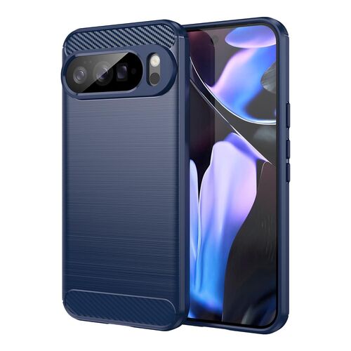 F�r Google Pixel 10 Pro XL Carbon Brushed Design TPU Schutz H�lle Blau