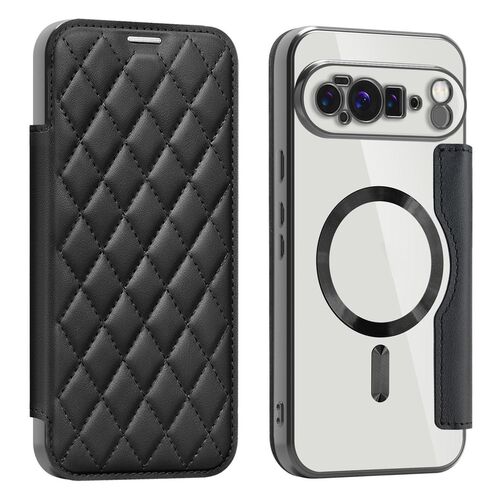 F�r Google Pixel 10 Pro XL Magsafe RFID Kunstleder H�lle Case Schwarz