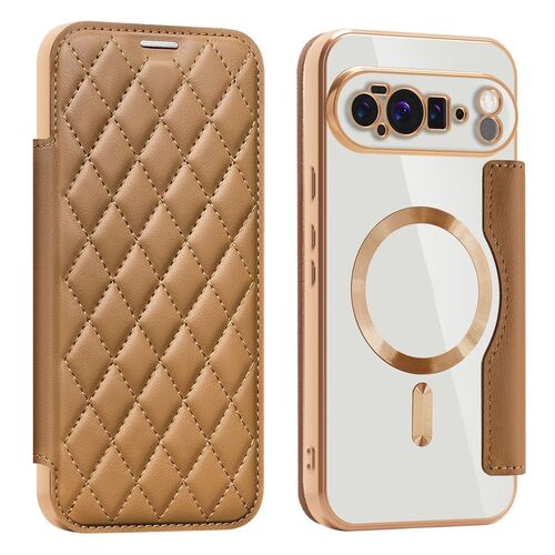 F�r Google Pixel 10 Pro XL Magsafe RFID Kunstleder Schutz H�lle Braun