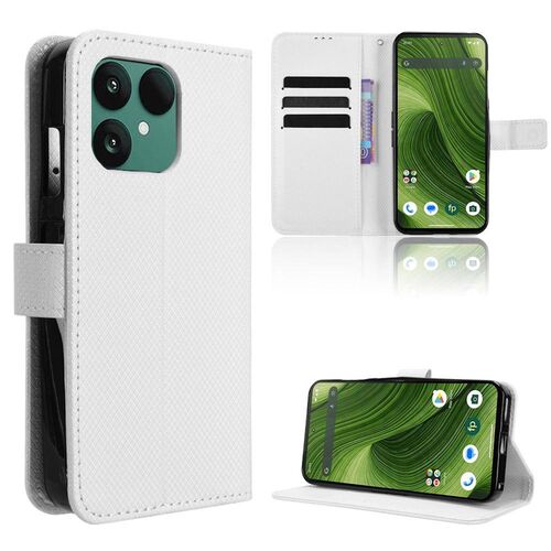 Fr Fairphone 6 Diamant Design Book Wallet Kunstleder Hlle Case Wei