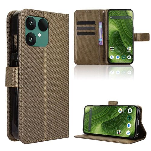 F�r Fairphone 6 Diamant Design Book Wallet Kunstleder H�lle Case Braun