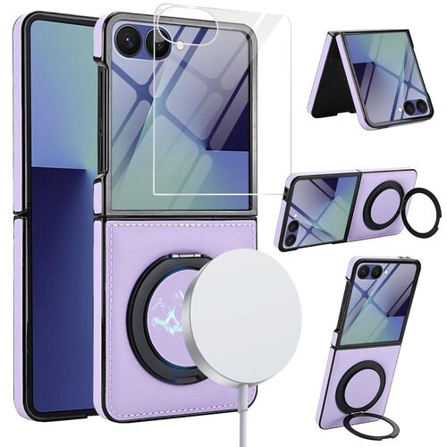 F�r Samsung Galaxy Z Flip7 MagSafe integriertes Glas H�lle Hell-Lila