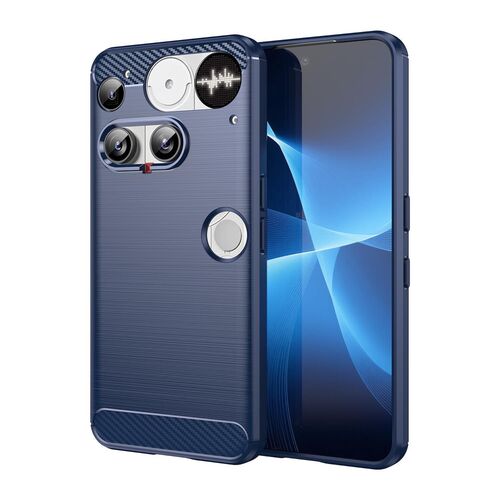 F�r Nothing Phone 3 Carbon Fiber Brushed Design TPU H�lle Case Blau